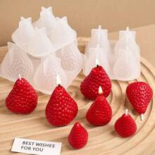 Molde de silicona en forma de fresa para velas 3D, molde de artesanía de velas con forma de fruta, suministros de decoración para fiesta, herramienta para decorar pasteles de chocolate, resina y fondant, decoración del hogar, regalo de cumpleaños del Día de San Valentín
