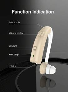 Hearing Aid/Amplifier Suitable For The Elderly, Rechargeable Hearing Aid Suitable For The Elderly, With Noise Elimination Function, The Best Hearing Aid Suitable For The Elderly, With Volume Control And Black And White Skin.