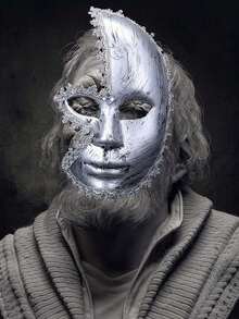 1pc Antique Gold And Silver Rhinestone Masquerade Party Half Face With Venetian Party Halloween Mask Creative Personalized - A - View 6