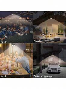 1 pièce 180 LED Lampe solaire d'intérieur/extérieur 1200 LM Lustre, Kit d'éclairage à 5 modes avec télécommande IP65 étanche pour jardin, abri de jardin, gazebo, garage de la maison, terrasse (un-à-un/un-à-deux) Lustre avec télécommande