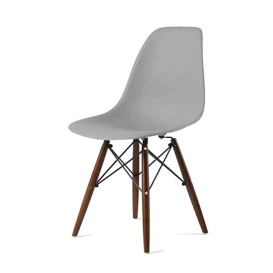 Probasto Eames Shell Chair, Eames Chair, Stylish Dining Chair, Shell Chair, Eames Chair, Nordic, Wooden Legs, Brown Legs, Easy Assembly, 1 Chair - Grey - View 1