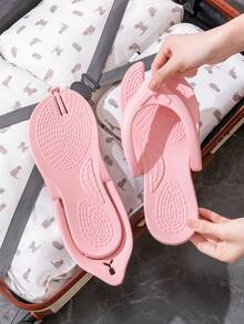 Men's Summer Foldable Travel Slippers, Portable Flip Flops For Vacation & Business Trip, Lightweight & Non-Slip Beach Sandals - Pink - View 1