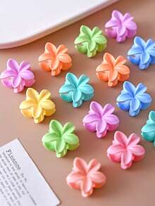 30pcs/Set Macaron Color Plumeria Hair Claws Mini Elegant Claw Clips For Buns, Half Updo Hairstyle, For Women Hair Jaw Clip Hair Clamps Hair Clutch Hair Catcher Clip, Beach Accessories Fall Winter Flower Hair Clip Hair Accessories For Women For Vacation Outfits Woman