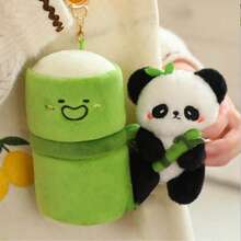 Cute Plush Panda In Bamboo Tube Toy Pendant, Panda Hugs Bamboo Doll Key Chain Bag Charm Decoration, Children's Birthday Gift - Green - View 5