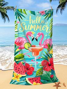 Telo da spiaggia in microfibra da 250 gsm super assorbente e ad asciugatura rapida, con stampe tropicali di fenicotteri, gatti neri, leopardi, tigri, mandrie di cavalli e design con testi inglesi a cartoni animati. Adatto per spiaggia, yoga, viaggi, campeggio, nuoto, picnic, decorazione da bagno per vacanze estive. Dimensioni disponibili: 70*140cm o 90*180cm