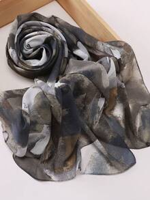 1pc Graffiti-Print & Tie-Dye Design Hijab Scarf - Multicolor - View 16