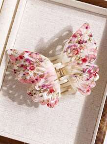 1pc (Random Style) 3-Layer Butterfly Hair Clip, Exquisite Ditsy Floral Butterfly Hair Clip, Elegant Hair Accessory Summer
