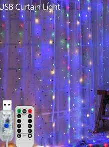 Guirlande lumineuse à rideau à LED avec 8 modes et télécommande USB pour mariage, Noël, décoration de la maison et des festivals
