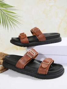 Women's Simple Slippers/Sandals, Beach Vacation Casual Open-Toe Thick-Soled Shoes, Comfortable Slide Flat Fashion Sandals