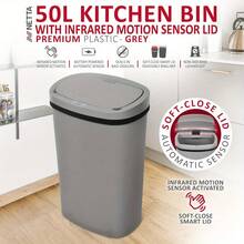 50L Sensor Bin For Kitchen - Large Touch-Free Automatic Motion Sensor Waste Rubbish Bin, Dustbin, Trash Can 50 Litre - Grey - 50L - Grey - View 2