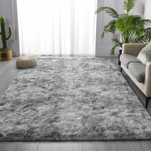 Super Soft Area Rugs For Living Room Fluffy Area Rugs With 4 Anti-Slip Rug Backing Grippers For Bedroom Non-Slip Plush Carpet For Playroom Soft Shaggy Rug For Nursery  Fuzzy Rug For Dorm Room Cool Color Palette Rugs For Girs And Boys Decorate Your Home! - Nhuộm tie-dye màu xám - Xem 4
