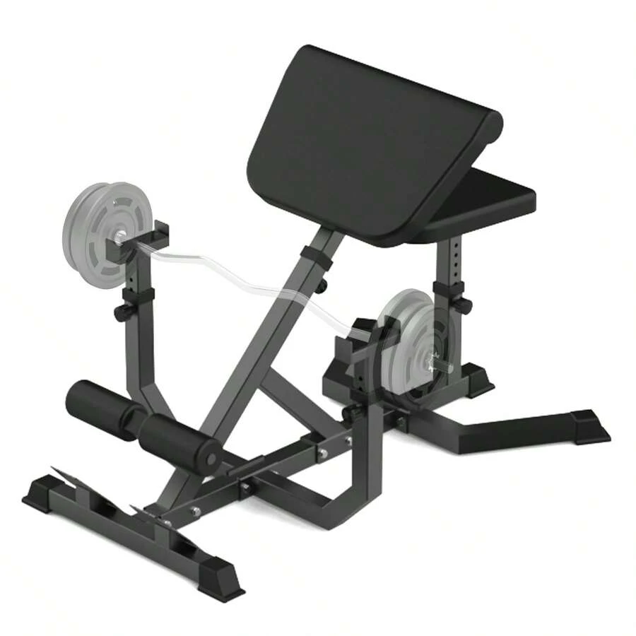 Studyset 2-In-1 Roman Chair & Preacher Curl Bench Multi-Function Heavy-Duty Hyperextension Bench With Adjustable Height For Arms, Ab, Back, Glute & Leg Exercise Home Workouts,Exercise Equipment For Home - Black - View 1