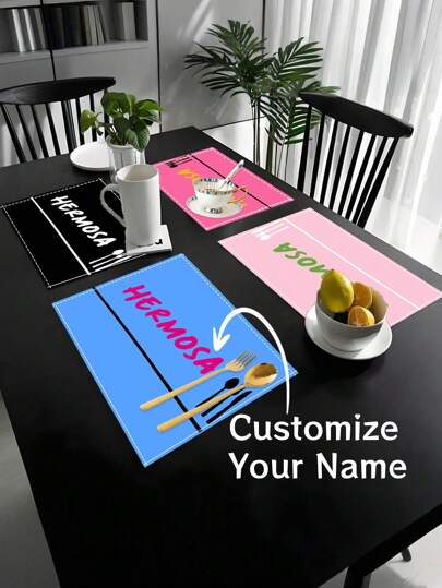1pc Customized Text, Name, Color Dining Table Mat, Personalized Name, Minimalist Niche Design Table Mat, Coffee Mat, Home & Dining Items, Gifts For Friends & Family, Home Decor