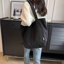 1pc Fashion Striped Canvas Beach Tote Bag For Women, 5.28-7.93gal Capacity, Waterproof Zipper Closure, Lightweight, Oil & Water Resistant, Easy To Clean, All-Weather Fabric, Versatile For Travel & Daily Use