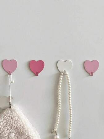 3 Stücke rosa Herz dekorative Wandhaken. Kein Bohren erforderlich. Perfekt für Mädchenzimmer Dekoration. Minimalistischer Stil. Können verwendet werden zum Aufhängen von Schlüsselanhängern, Mänteln, Handtüchern, Hüten, Schmuck, Regenschirmen usw. Geeignet für Wohnzimmer, Schlafzimmer, Büro, Heimdekoration, Raumdekoration, Wanddekoration, Geburtstags-/Abschlussgeschenk.