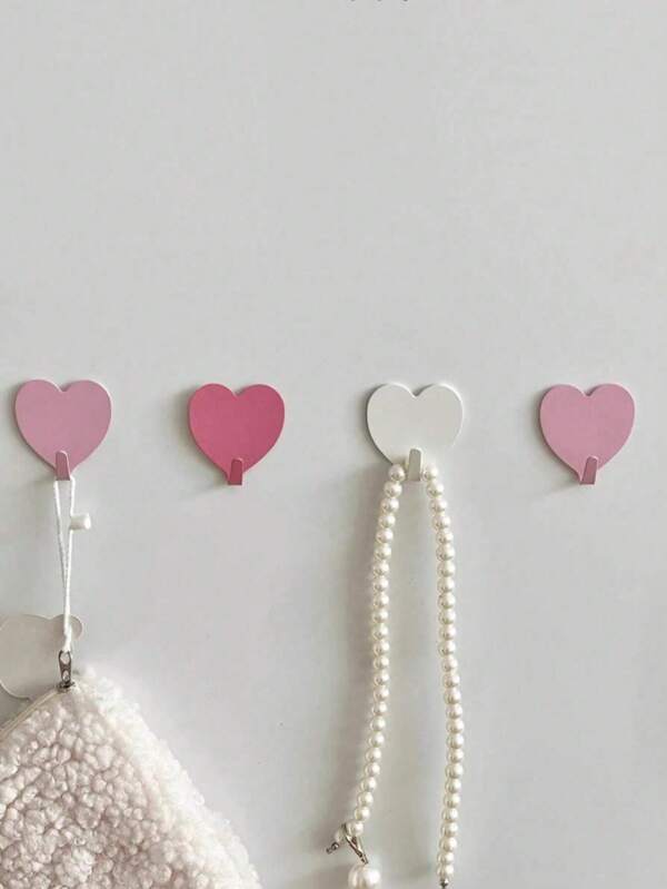 3 piezas Ganchos decorativos de pared en forma de corazón rosa. No se necesita perforación. Perfecto para la decoración de la habitación de una niña. Estilo minimalista. Se puede usar para colgar llaves, abrigos, toallas, sombreros, joyas, paraguas, etc. Adecuado para la sala de estar, dormitorio, oficina, decoración del hogar, decoración de la habitación, decoración de pared, regalo de cumpleaños/graduación.