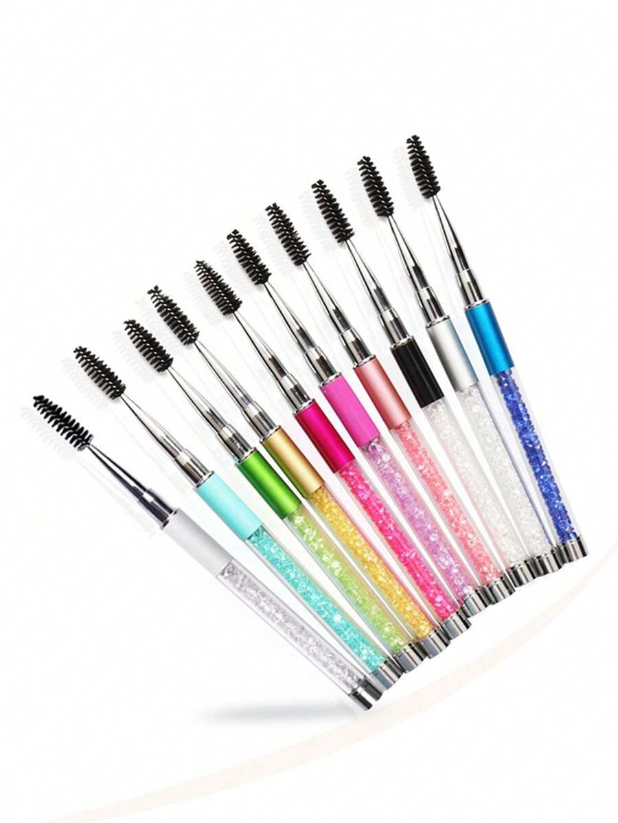 1 pièce/2 pièces/3 pièces Brosse à cils décorée de strass de haute qualité avec capuchon, recourbe-cils portable et outil de toilettage des sourcils