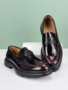 Salkin New Fashion Men's Slip-On Loafers, Elegant Gentleman Social Shoes With Buckle, Solid Color Breathable Uppers, Non-Slip Durable Soles, Casual Daily Wear, Business Formal, Graduation Ceremony, Office Party, Wedding Groom Shoes, Seasonal Gift, Spring/Summer/Autumn. Note: Runs Large, Suggest Ordering One Size Down - Burgundy - View 8