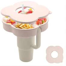 40oz Tumbler Snack Bowl With Lid, Reusable Snack Tray, Suitable For 40oz Flat Bottomed Tumbler With Handle, Tumbler Snack Tray Accessory, Tumbler Silicone Snack Holder, Ideal For Summer Travel And Gatherings