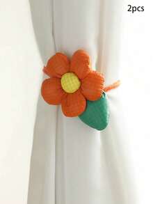 2 Pieces Large Cloth Flower Curtain Tieback Wedding Decorative Holdbacks Rope American Rustic Style Drapery Holder Clip For Girl's Room - Multicolor - View 13