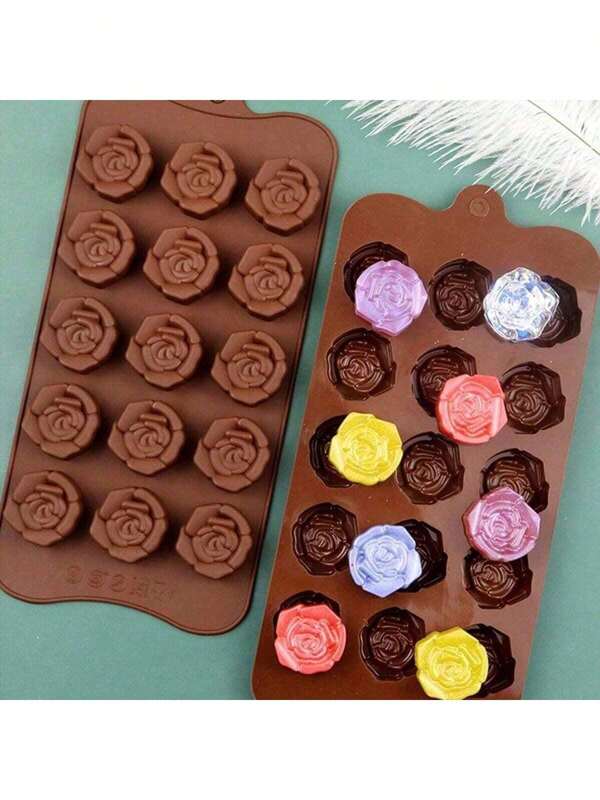 1pc Rose Silicone Cube Mold, Rose Chocolate Candy Baking Mold Biscuit Ice Fudge Made