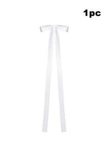 1/5/10Pcs Satin Wedding Chair Bows With Long Tails 43.3In Wedding Aisle Decorations Sashes With Ties White Chair Sashes Draping Ribbons Bows For Wedding Banquet Party Bridal Shower Events Paty Decoration