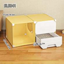 Fully Enclosed Cat Litter Box, Deodorizing, Sidewalk Style Anti-Splash, Drawer Design Cat Toilet - Multicolor - View 3
