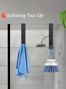 1pc Stainless Steel S-Shaped Shower Towel Bar, Suitable For Glass Door, Bathroom Bathrobe Hook,Towel Holder For Bathroom, Door Mount Towel Rack Towel Hooks For Bedroom Kitchen Pool Beach Towels Bathrobe Wall Mount Hang On The Door Cabinet Cupboard Metal Sandblasted
