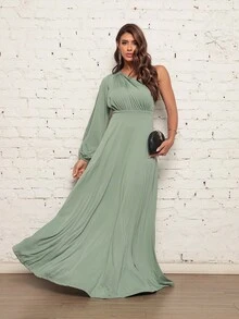 PAETE CLOTHING Long Terracotta Bridesmaid Wedding Guest Dress Light Summer - 橄欖綠 - 查看 7
