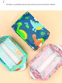 1pc (Random Style) Fabric Desk Storage Box, Office Supplies & Cosmetics Organizer - Multicolor - View 3