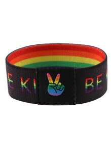 1pc Rainbow Heart Shaped Fashionable Elastic Wristband, Sports Wrist Guard For Men's Gift, Hand Bracelet
