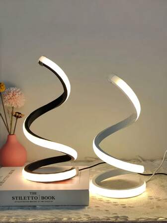 1pc Modern Spiral Metal Desk Lamp, 3 Colors, Dimmable LED Table Lamp With USB Power, Circular Lamp, Eye-Care Reading, Writing, Studying Lighting For Office, Bedroom, Classroom, Kitchen, Dining Room, Valentine's Day Gift