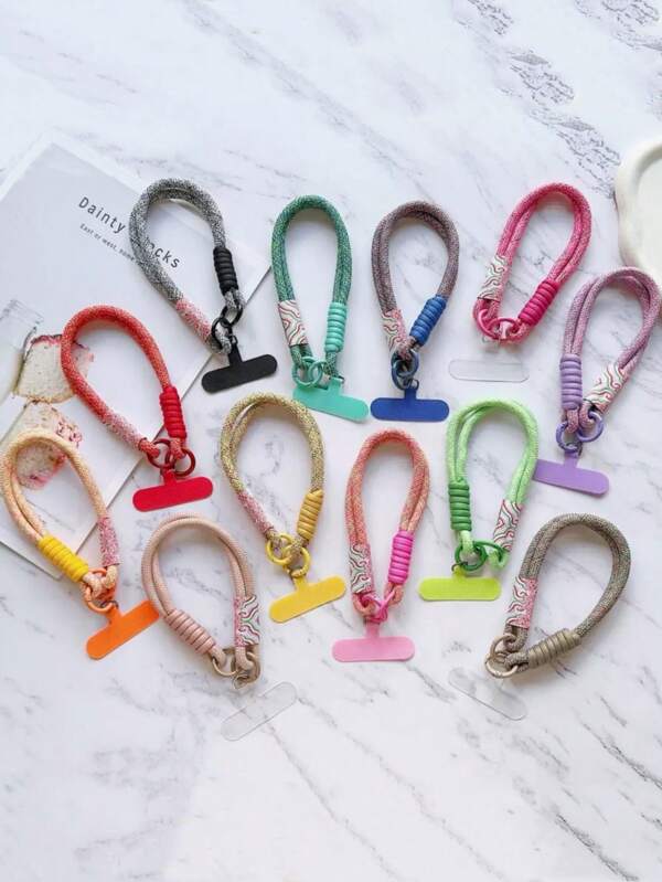 1pc Contrast Color Durable Phone Strap, Short Fashionable Wrist Lanyard, Creative Gift Gifts For Mother, Family, Friends, Birthday, Holiday Phone Charm, Phone Chain