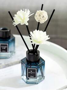 1/2 Set,50ml (1.7 Fl.Oz) Flameless Reed Diffuser Set - Ombre Blue Hexagonal Bottle With Essential Oil & Rattan Reeds | Car Air Freshener & Indoor Scented Decor For Bathroom, Bedroom, Hotel | Long-Lasting Aromatherapy Fragrance