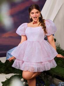Faeriesty Abito da principessa romantico per la primavera/estate di Faeriesty con gonna in tulle arricciata - perfetto per appuntamenti in giardino, picnic e eventi estivi