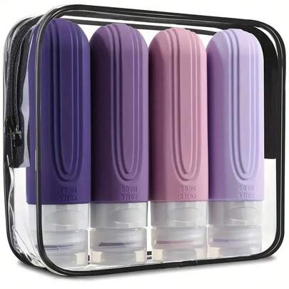 4Pcs/Set 90ml Leak Proof Travel Bottle Refillable Liquid Travel Accessories For Cosmetic Shampoo Or Lotion Graduation
