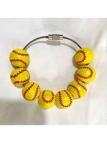 Sports Series Baseball, Basketball, Football Pendant, Stainless Steel Rope Charm, Creative Beach Bag Accessory, Gift For Friends. Multi-Functional Beach Bag Keychain, Anti-Lost Accessory, Reusable Travel Accessory, Quick Key Finder, Beaded Beach Bag Pendant Can Be Detached. - Multicolor - View 8
