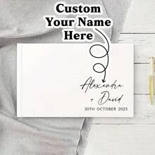 Customized Elegant Wedding Guest Book With Name Design, Wedding Guest Book,Multiple Designs And Styles To Choose From, Suitable For Wedding Decorations And Party Favors, Wedding Guest Book, Personalized Guest Book, Wedding Decoration, Perfect For Wedding, 36 Pages Horizontal Wedding Guest Book