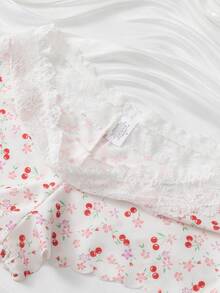 3 件套女士中腰低腰内裤，舒适透气无缝蕾丝拼布印花波浪下摆内衣 - 彩色 - 查看 4