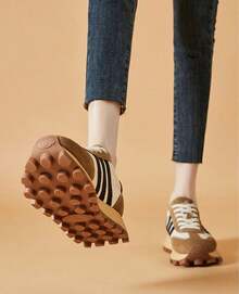 Zapatillas deportivas elegantes y versátiles, zapatos de plataforma para el trabajo - Beis - Ver 4