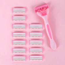 2pcs Handle + 36pcs Blade, Manual 6-Layer Stainless Steel Razor, Unisex Hair Removal For Armpits, Legs, Chest, Economical & Portable Personal Grooming Tool