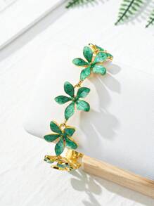 1 pièce Bracelet de cheville en alliage plaqué or 18 carats avec fleur en émail 3D, bijou pour les pieds des dames élégantes inspiré de la peinture à l'huile vintage