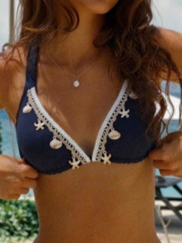 1 Stück einfarbiger, sexy rückenfreier Badeanzug-Oberteil, Damen Bikini, Sommer, abnehmbare Schwimmbekleidung Pads, Schwarz, Urlaubsoutfits, Strand, Sommer Oberteile, Sommer Outfits, Festival, Ibiza Outfits, Damenschwimmbekleidung, Bikini, Badeanzug für Damen, Strandbekleidung für Damen, Badeanzug, Urlaubsoutfits, Sommer Oberteil