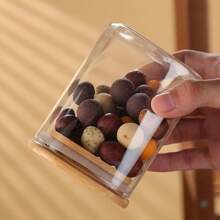 Frasco de almacenamiento de vidrio con tapa cuadrada de bambú, recipiente hermético transparente para granos de café, cereales, frutos secos