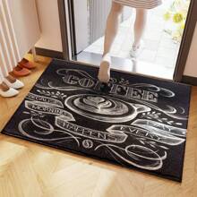 1 Stück Kaffee Muster Willkommens Fußmatte, Vintage Heim Dekoration, TPR-Rückseite Kunstwoll Matte, geeignet für Kaffee Shop Eingang, Veranda, Innenbereich - Weich, Strapazierfähig, waschbarer Bodenbelag für Wohnzimmer, Bad, Schlafzimmer, Spielzimmer, Waschküche, Dorm, Küche Dekoration