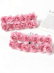 3 lots de roses miniatures artificielles en papier de couleurs mélangées, fleurs artisanales petites pour artisanat, fleurs miniatures pour bouquet de mariage. Fleurs en papier miniatures avec tiges pour artisanat DIY, scrapbooking et embellissement