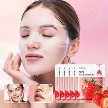 草莓面膜（1/3/5/10片装），保湿、修复晒后肌肤、提亮肤色、护肤、增强肌肤弹性、面部护理、修复熬夜后肌肤。可作为圣诞节、新年、约会或节日礼物。 - 粉色 - 查看 3