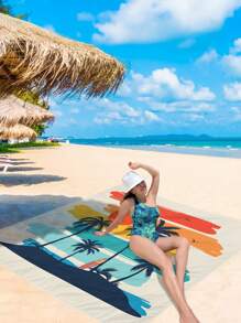 1pc New Outdoor Waterproof Anti-Sand Digital Printed Picnic Mat/Beach Towel, Fashionable And Fresh Pattern, Suitable For Camping And Picnics