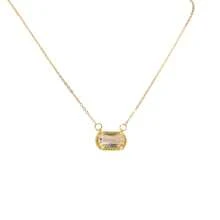 Birthstone Colored Zirconia Oval Pendant Birthday Clavicle Chain Necklace