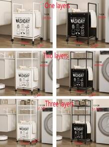 1pc Multi-Layer Mobile Floor Standing Storage Rack, Bathroom Laundry Basket Organizer Rack, Movable Shelves For Underwear And Dirty Clothes Storage, Bathroom Corner Rack